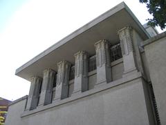 Front view of Unity Temple, Oak Park, Illinois, USA