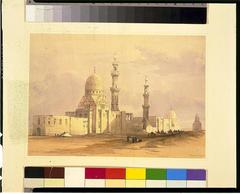 Color lithograph of the Tombs of the Caliphs in Cairo by David Roberts