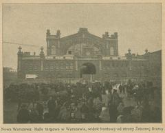 Front view of Nowa Warszawa market halls from Żelazna Brama side in Warsaw