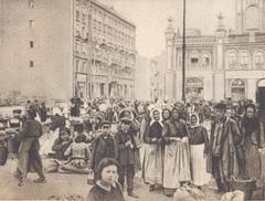 Historic market day in Warsaw during German occupation in 1915