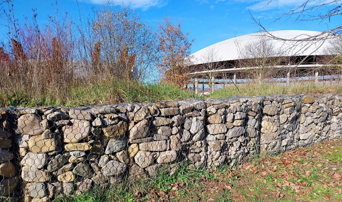 Dome of the former Fernando Buesa Pavilion in Vitoria, Spain, showcasing modern architectural design
