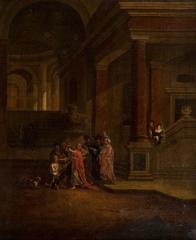 Painting of Christ healing a blind man by follower of Jacob Jacobsz de Wet