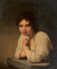 Portrait of a young girl in historical attire by Rembrandt van Rijn