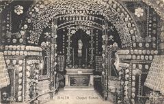 Interior of a chapel decorated with human skulls and bones