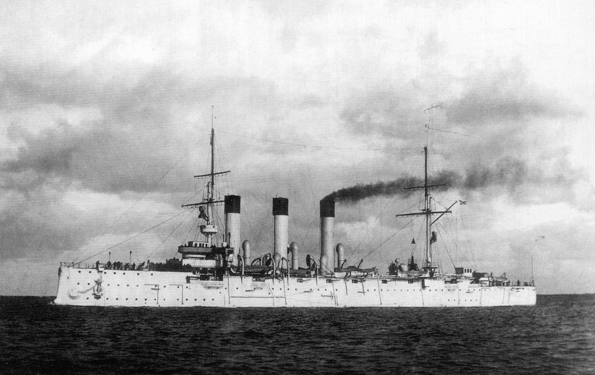 Russian protected cruiser Aurora undergoing main machinery trials on June 14th, 1903