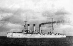 Russian protected cruiser Aurora undergoing main machinery trials on June 14th, 1903