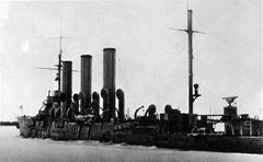 Cruiser Aurora docked in Oranienbaum, 1944