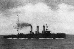 First rank cruiser Aurora photographed from cruiser Oleg on May 15, 1905