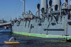 Russian cruiser Aurora ship moored at the port