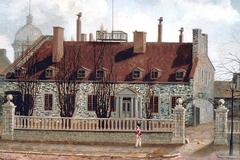 Chateau Ramezay historic building painting in Montreal 1886