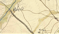 Historic map of Powąski in West Galicia from the Josephinische Landesaufnahme (1801-1804)