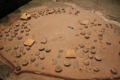 Model of Jiangzhai Tribal Village from Lintong circa 4000 BC displayed at Shaanxi Provincial Museum in Xi'an