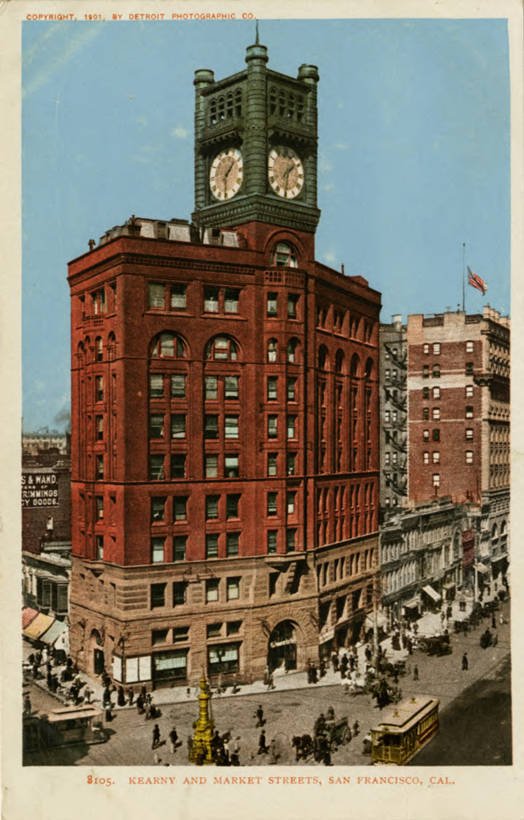 Postcard view of Kearney and Market Streets San Francisco