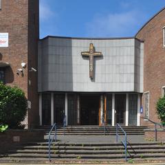 Entrance porch of St Catherine of Siena's Church on Bristol Road in Birmingham