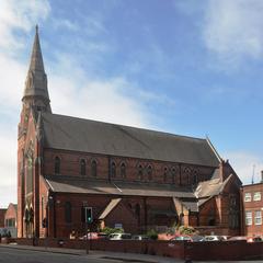 Exterior view of St Anne's Church, a listed building in Birmingham, showing historic architectural details