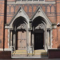Doorway of St Anne's Church, a listed building in Deritend, Birmingham