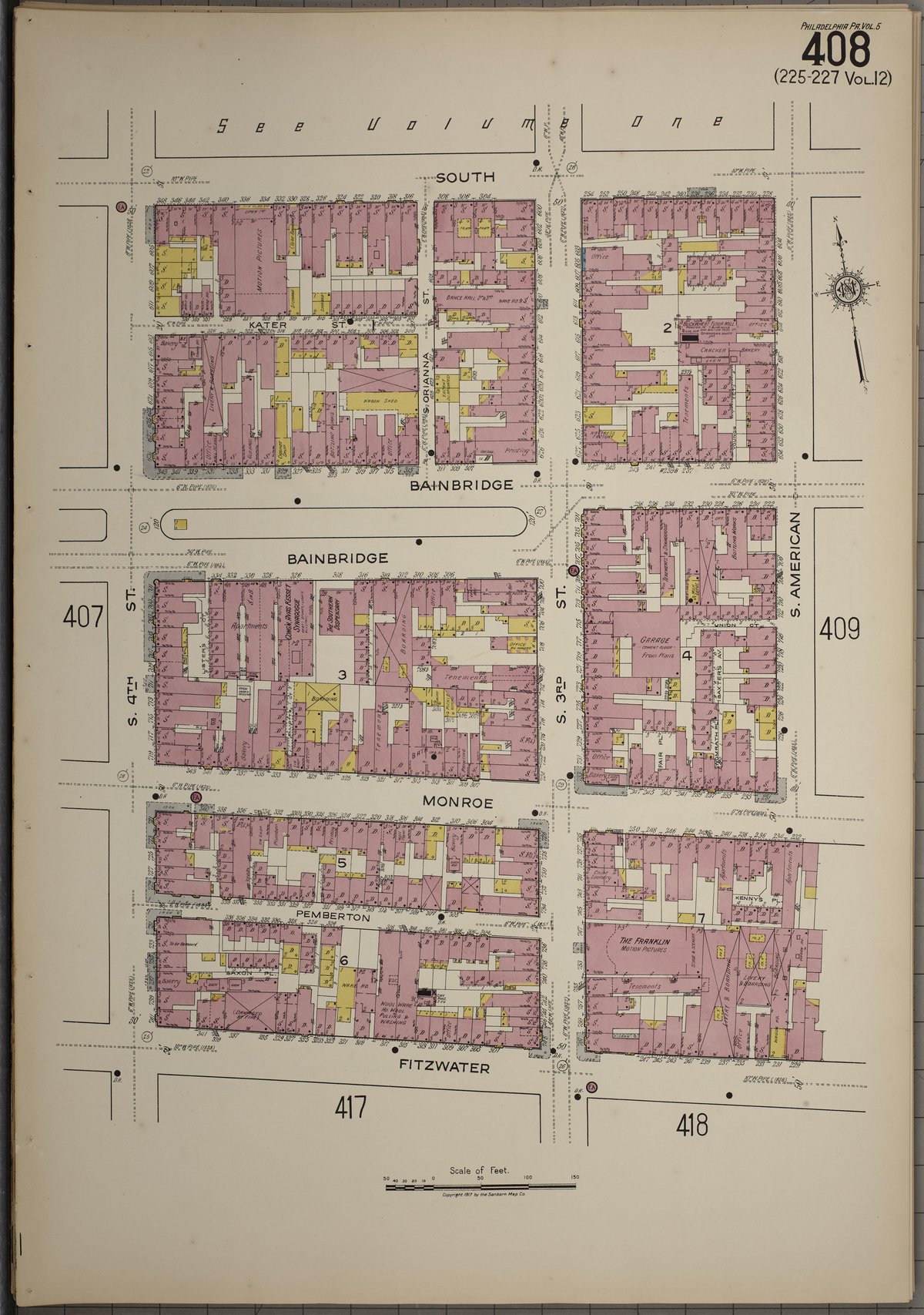 Sanborn Fire Insurance Map of Philadelphia, Pennsylvania, 1917, Plate 0408, Volume 5