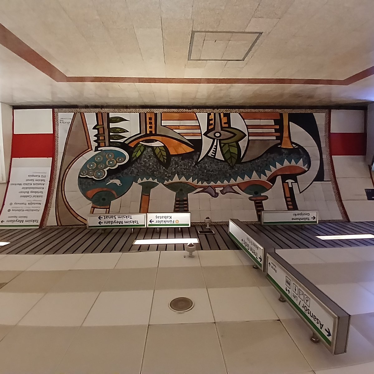 Ceramic panel artwork at Taksim Metro Station by Sebahatyin Gündoğdu