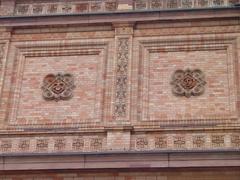 Detail of historic facade of Hamburger Kunsthalle in Hamburg-Altstadt with ornate architectural elements