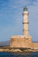 Lighthouse of Chania at sunset in Crete Greece