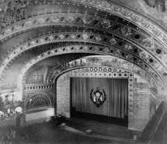 Interior view of the Chicago Auditorium Building from the balcony with ornate architectural details