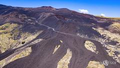 Mount Etna erupting with lava flows