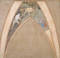 Ilmarinen ploughing the Viper-field, sketch for cupola frescos at Finnish Pavilion in Paris by Akseli Gallen-Kallela