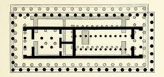 Illustration showing the Older Parthenon destroyed during the Destruction of Athens and the rebuilt Parthenon by Pericles