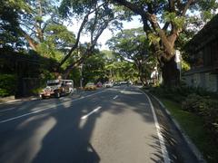 San Antonio Plaza along McKinley Road in Forbes Park, Makati City with lush trees and street view