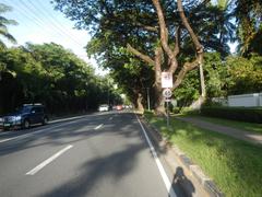 San Antonio Plaza along McKinley Road in Forbes Park, Makati City with residential buildings and lush greenery