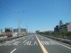South Luzon Expressway and Metro Manila Skyway view from bus driver seat