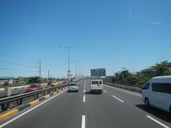 View of South Luzon Expressway and Metro Manila Skyway from inside a bus in Makati City