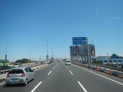 View of South Luzon Expressway and Metro Manila Skyway from inside a bus in Makati City