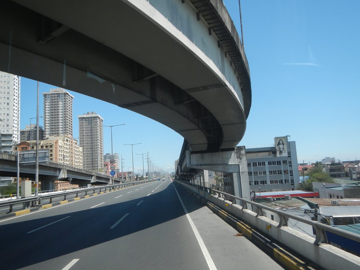 South Luzon Expressway and Metro Manila Skyway view from bus front seat in Makati City