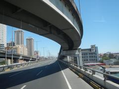 South Luzon Expressway and Metro Manila Skyway view from bus front seat in Makati City