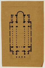 Architectural drawing of Notre-Dame-de-Lorette church in Paris with floor plan, section, and elevation views from 1861