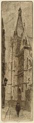 Facade of Saint-Séverin Church engraving by Gaston Ernest Laplace