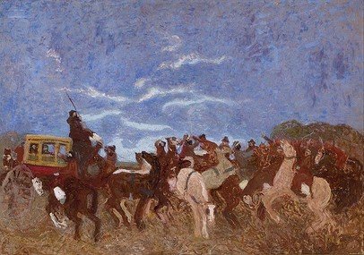 Oil painting of Facundo Quiroga's death by Pedro Figari