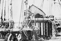 Mainmast and midshiphouse looking forward on the deck of the Cutty Sark ship in 1913