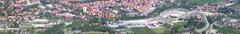 Aerial view of Imola Circuit with racing track and surrounding greenery