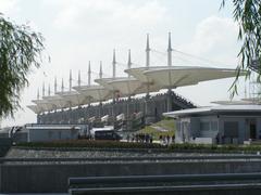 View of a grandstand with sunshades at Shanghai Formula 1 circuit