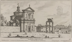 View of the Church of Santa Maria Liberatrice in Campo Vaccino with Temple Columns, Farnese Garden, and Capitol in the Roman Forum