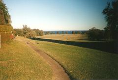 Deer Park in Lyngby, Denmark with lush green grass and several deer resting and grazing during the day