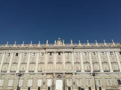 Facade of the Royal Palace of Madrid facing Plaza de Oriente