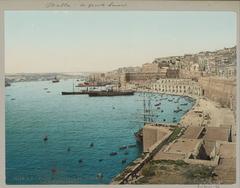 View of Kalkara harbour with Fort Ricasoli in Malta around 1900-1910