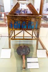 Elaborate jewellery box and mirror bearing Amenhotep III cartouche from the tomb of Thuya in KV46, Valley of the Kings