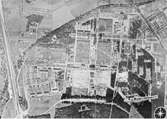 Aerial view of Allach concentration camp during World War II