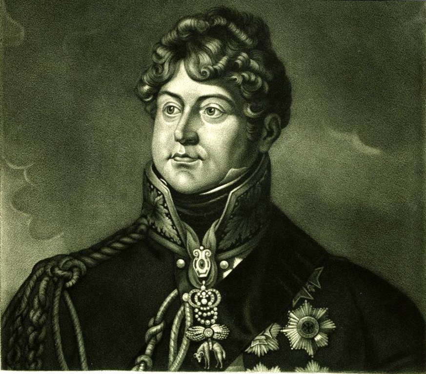 Engraved portrait of George IV of the United Kingdom in 1821