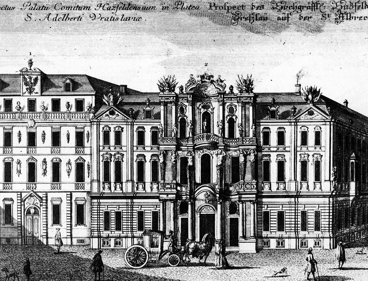 Palace of the Oleśnicki Dukes in Wrocław, watercolor by Carl Remshart based on F.B. Werner's drawing