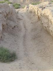 Passage to the graveyard in Kalibanga with ancient ruins and stone pathway